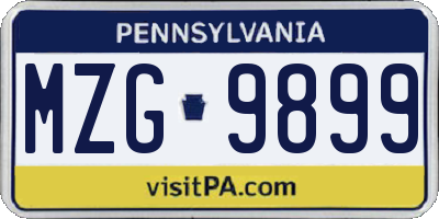 PA license plate MZG9899