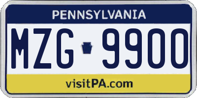 PA license plate MZG9900