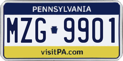 PA license plate MZG9901