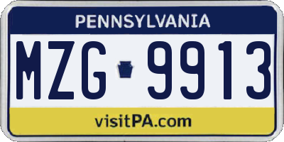 PA license plate MZG9913