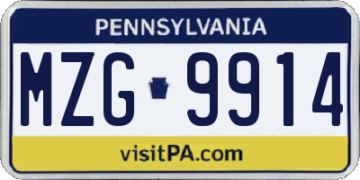 PA license plate MZG9914