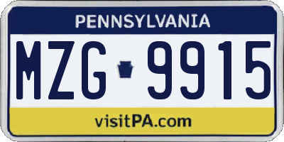 PA license plate MZG9915