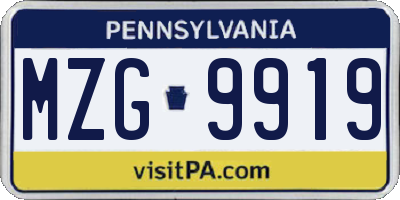 PA license plate MZG9919