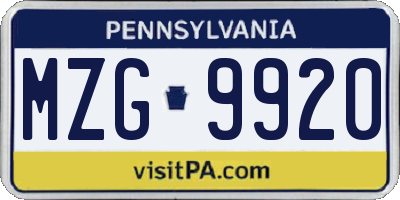 PA license plate MZG9920