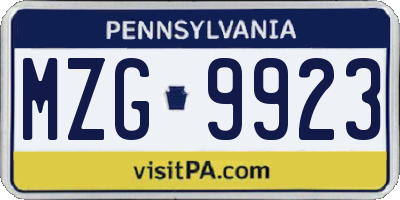 PA license plate MZG9923