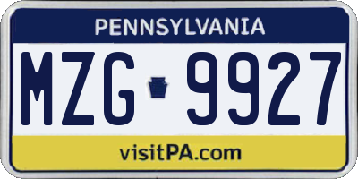 PA license plate MZG9927
