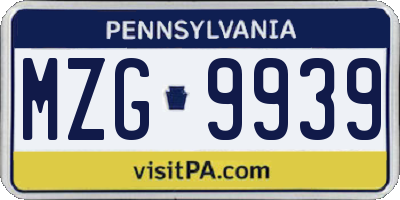 PA license plate MZG9939