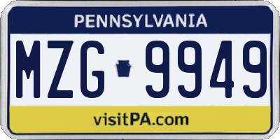 PA license plate MZG9949