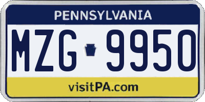 PA license plate MZG9950
