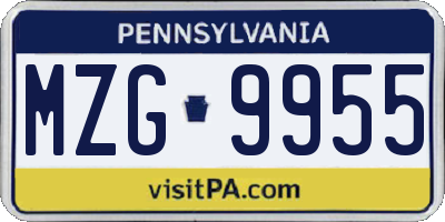 PA license plate MZG9955
