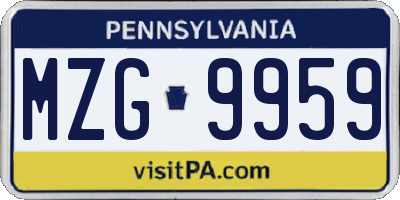 PA license plate MZG9959