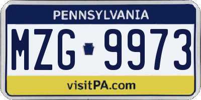PA license plate MZG9973