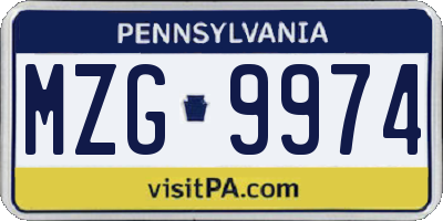PA license plate MZG9974
