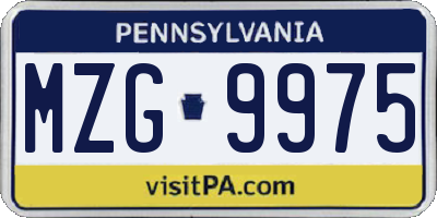 PA license plate MZG9975