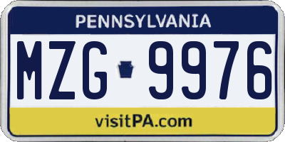PA license plate MZG9976