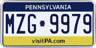 PA license plate MZG9979