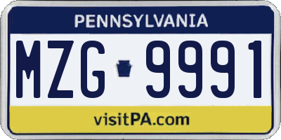 PA license plate MZG9991