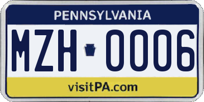 PA license plate MZH0006