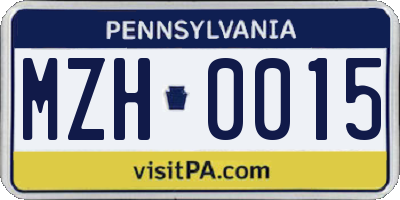 PA license plate MZH0015