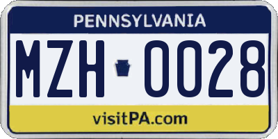 PA license plate MZH0028