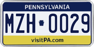 PA license plate MZH0029