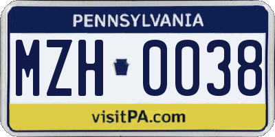 PA license plate MZH0038