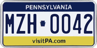PA license plate MZH0042