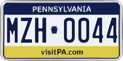 PA license plate MZH0044