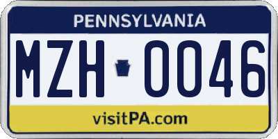 PA license plate MZH0046
