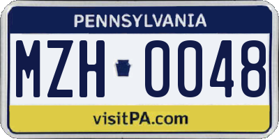 PA license plate MZH0048