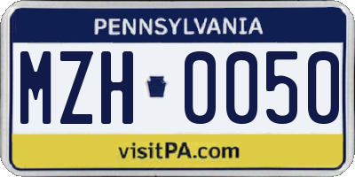 PA license plate MZH0050