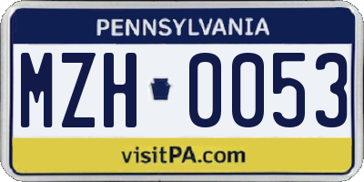 PA license plate MZH0053