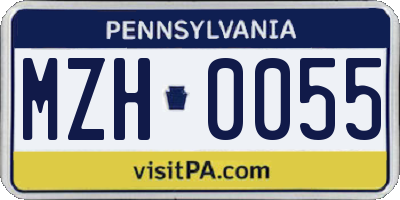 PA license plate MZH0055