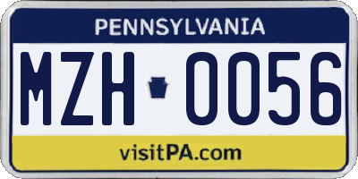 PA license plate MZH0056