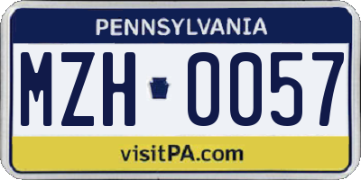 PA license plate MZH0057