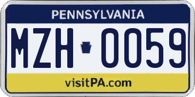 PA license plate MZH0059