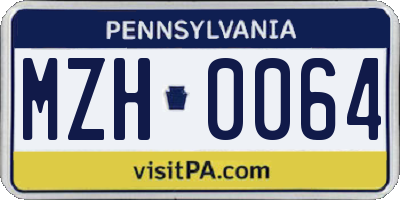 PA license plate MZH0064