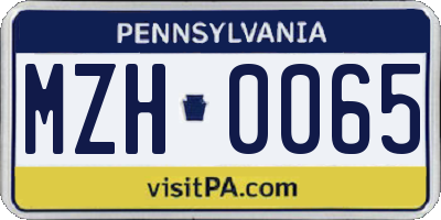 PA license plate MZH0065
