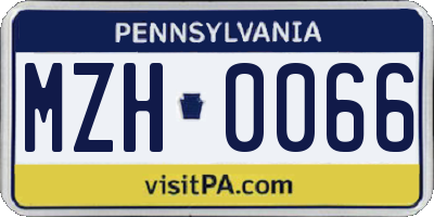 PA license plate MZH0066