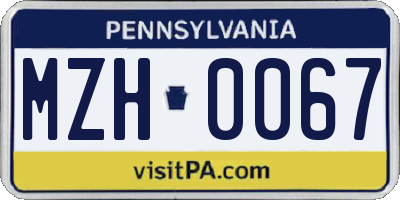 PA license plate MZH0067