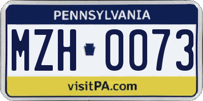 PA license plate MZH0073