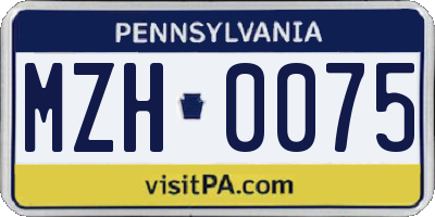 PA license plate MZH0075
