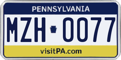 PA license plate MZH0077