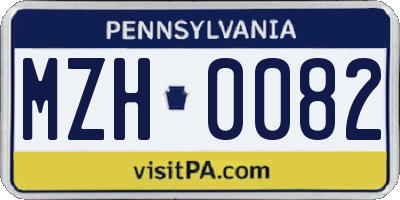 PA license plate MZH0082