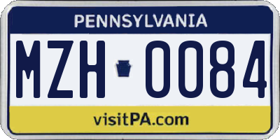 PA license plate MZH0084