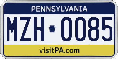 PA license plate MZH0085