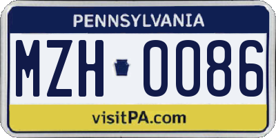 PA license plate MZH0086
