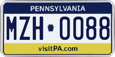 PA license plate MZH0088