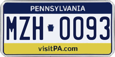 PA license plate MZH0093