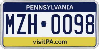 PA license plate MZH0098